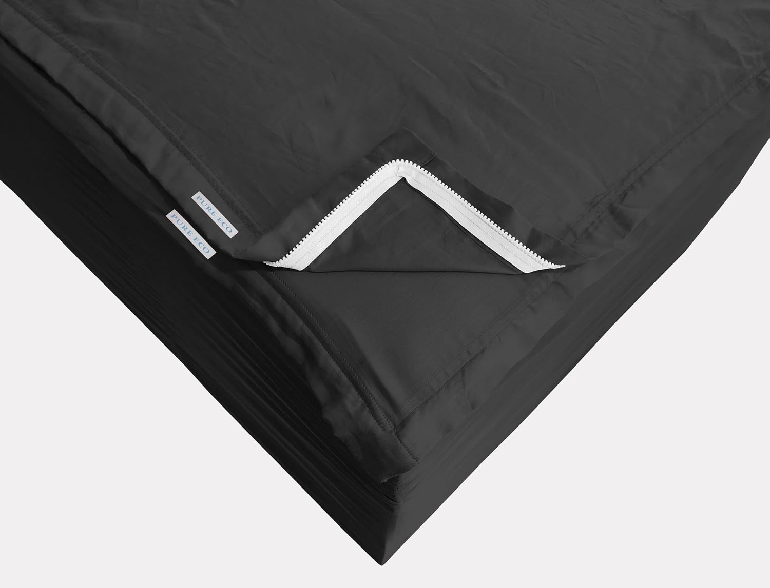 Zipper Fitted Sheet - Includes 1 Fitted Sheet Base & 2 Zip-On Sheets - Upto 16' in. Deep Pockets Queen Size Zipper Fitted Sheet - Easy to Change, Sateen Cotton 600 TC Fitted Sheet - Black