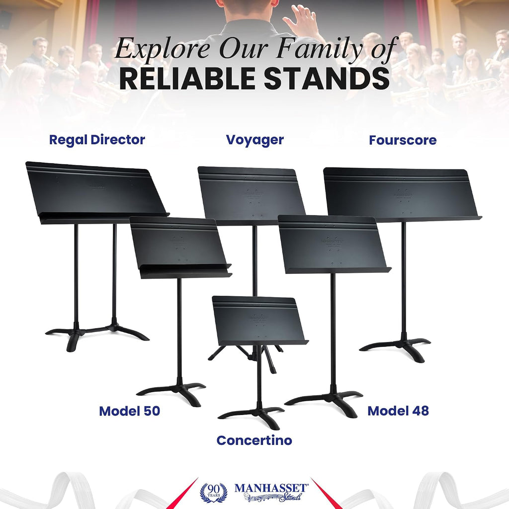 Manhasset Music Stand For Sheet Music - Bulk Pack of 6 Stands - 48 Symphony Model - Long Lasting, Durable Manhasset Stand - Adjustable Height - 20' by 12' - Made in the USA