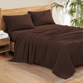 Luxury 1800 Thread Count Heavy Egyptian Cotton 4-PCs Sheet Set Fits Mattress 21-24'' Fully Elastic Deep Pocket (Queen Size) (Solid, Chocolate)