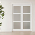French Doors, 56'x80'Interior Double Doors with Jamb & Hardware Kit, 3-Lite Frosted Glass, Solid Core MDF for Bedroom, Laundry Room, Closet- Easy to Install