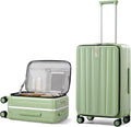 Hanke 24 Inch Checked Luggage PC Hard Shell luggage Top Opening Aluminum Frame Travel Luggage Suitcases with Wheels for Woman Men.(Bamboo Green)