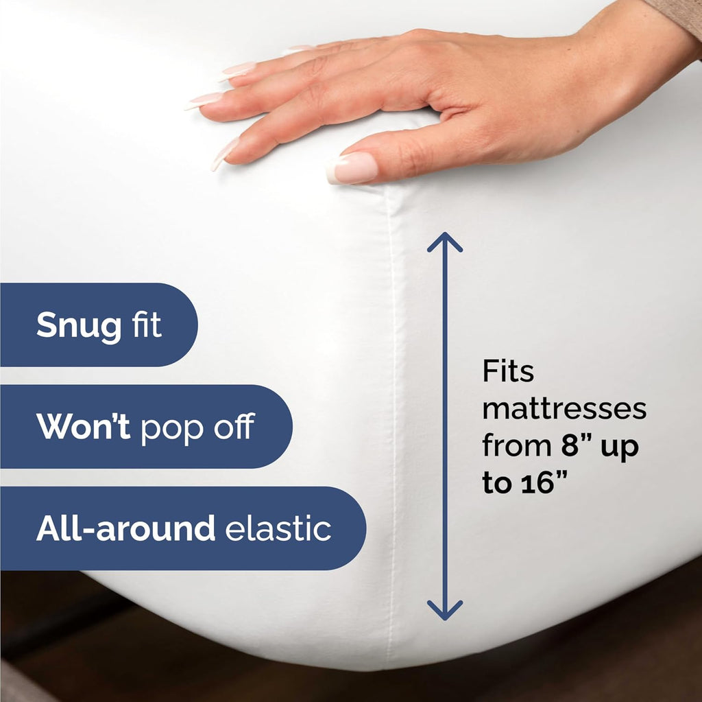 Bulk Case Pack of 16 Fitted Sheets - (16) Split King Size Fitted Sheets with Deep Pockets - Wholesale Bulk Bedding for Hotels, Spas & Airbnbs - Breathable, Cooling & Wrinkle Free - (Split King, White)