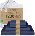 Threadmill Luxury Full Size Sheets for Full Size Mattress, 1200 Thread Count Supima Cotton Sheet, 5-Star Hotel Quality 4 Piece Bed Sheets with Extra Deep Pocket, Folkstone Blue