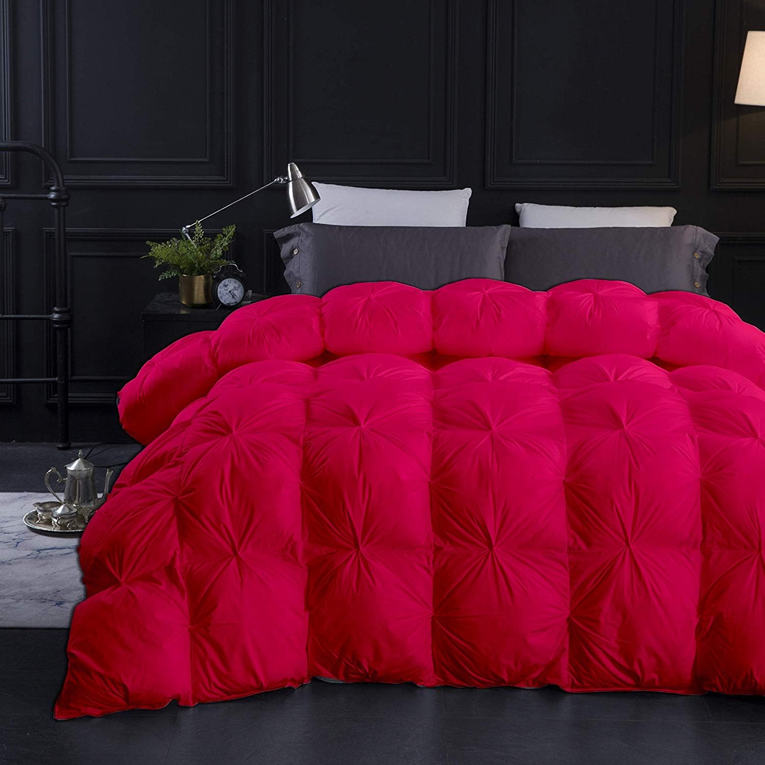 Fluffy & Thick 1500-TC Pinch Pleated Down Comforter Queen Size 88 x 92 Inches 1-Piece All-Season Duvet Insert, 850 GSM Micro Fill with All Side Corner Tabs 100% Egyptian Cotton
