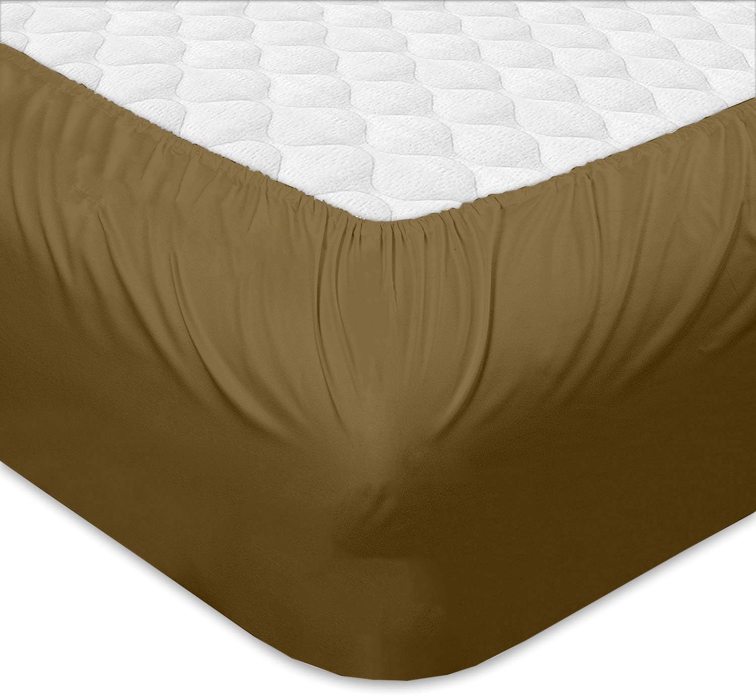 1500 Thread Count 100% Heavy Egyptian Cotton 6-Piece Bed Sheet Set (1 Fitted, 1 Flat, 4 Pillowcase) Fits Mattresses Upto 21-24' Deep Pocket (King Size, Taupe Color) Stripe Pattern
