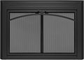 UniFlame - Gerri - Cabinet-Style Fireplace Doors with Smoke Tempered Glass (Color: Black, Size: Large - Fits Opening 36in to 43in W x 25.5in to 32.5in H)