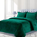 Velvet Comforter Set Oversized Queen 3 Piece (Comforter + 2 Pillowcases) Hunter Green 600 GSM