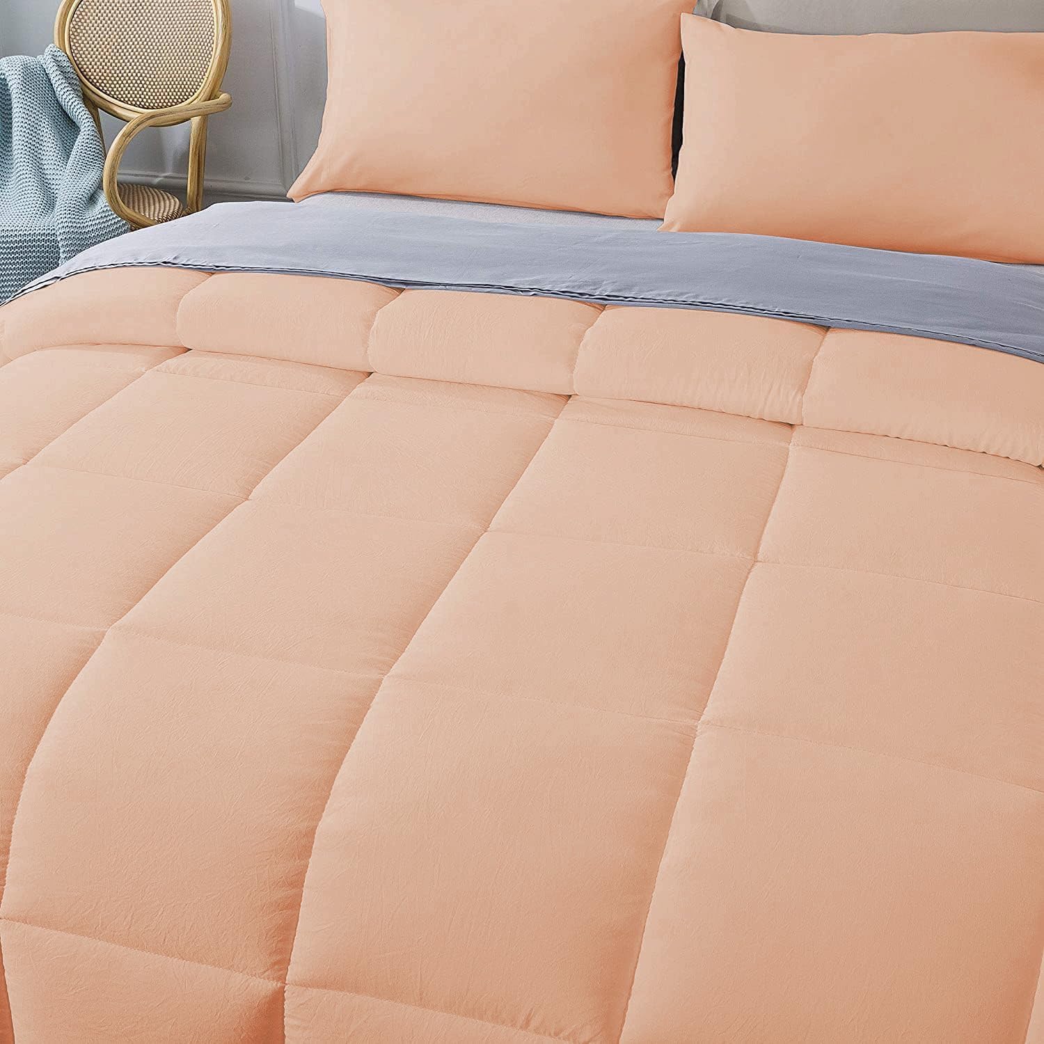 Olivia Rocco 1 Piece 1000 Thread Count Comforter Full XL/Queen Size (88' x 92') Inch 100% Egyptian Cotton Comforter 400 GSM Soft Quality - Blush Solid