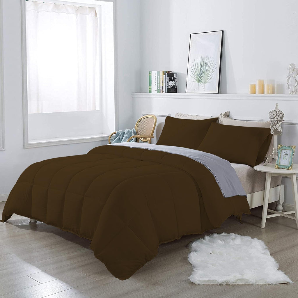 3 Piece 100% Egyptian Cotton 800 Thread Count Comforter Set Full/Queen Size (90' x 90') Inch 400 GSM Luxurious Hotel Collection Ultra-Soft Comforter Set- Chocolate Solid