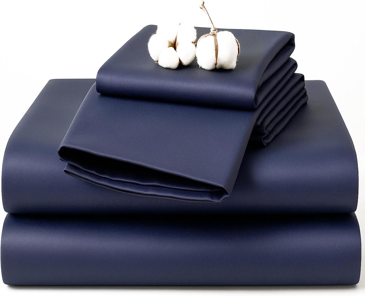 Hyde Lane 100% Egyptian Cotton Sheets Set King Size - 1000 Thread Count - 4 Piece Bed Sheet Sets with 16' Deep Pocket - Luxury Sateen Weave, Navy