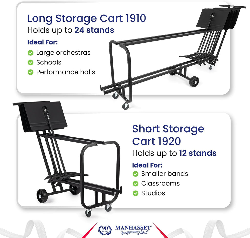 Manhasset 1920 Short Storage Cart for Music Stands - Holds 12 Manhasset Music Stands