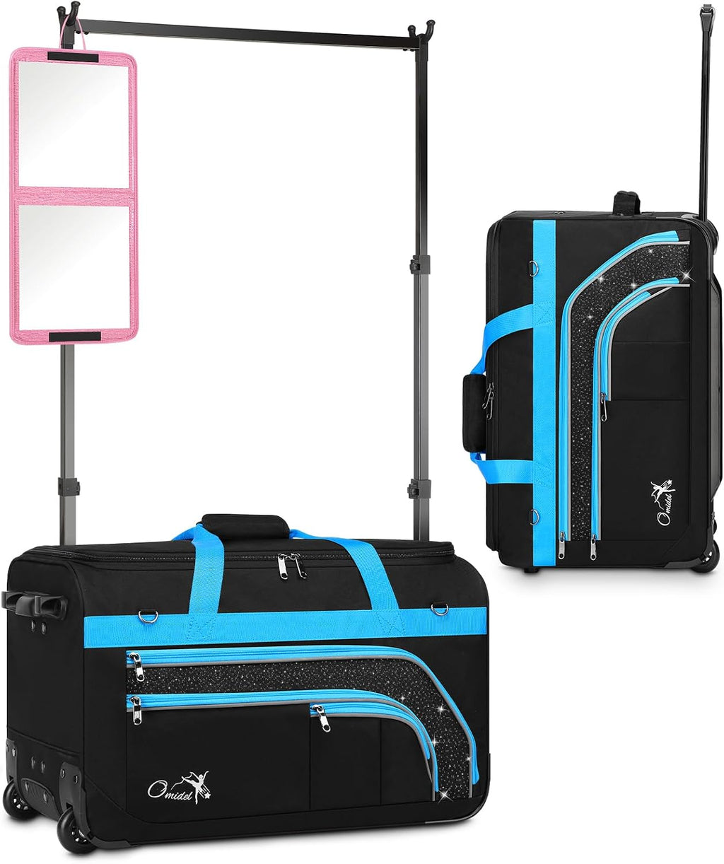Dance Bag with Garment Rack, 28' Rolling Dance Suitcase Competition Duffle Bag with Garment Rack & Wheels | Versatile Compartments, Upgraded Stable System for Dance Shows, Travel, Cheer, Recital