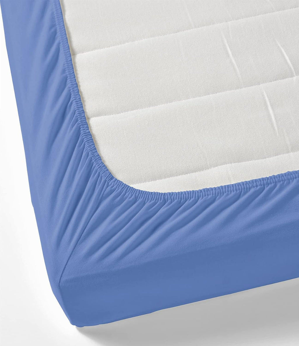 1000-Thread-Count 100% Pure Cotton Bed Sheets -4 Pc California King Size Deep Blue Sheet Set, Single Ply Long Staple Combed Cotton Yarns, Best Luxury Sateen Weave, Fits Mattress Upto 17'' Deep Pocket