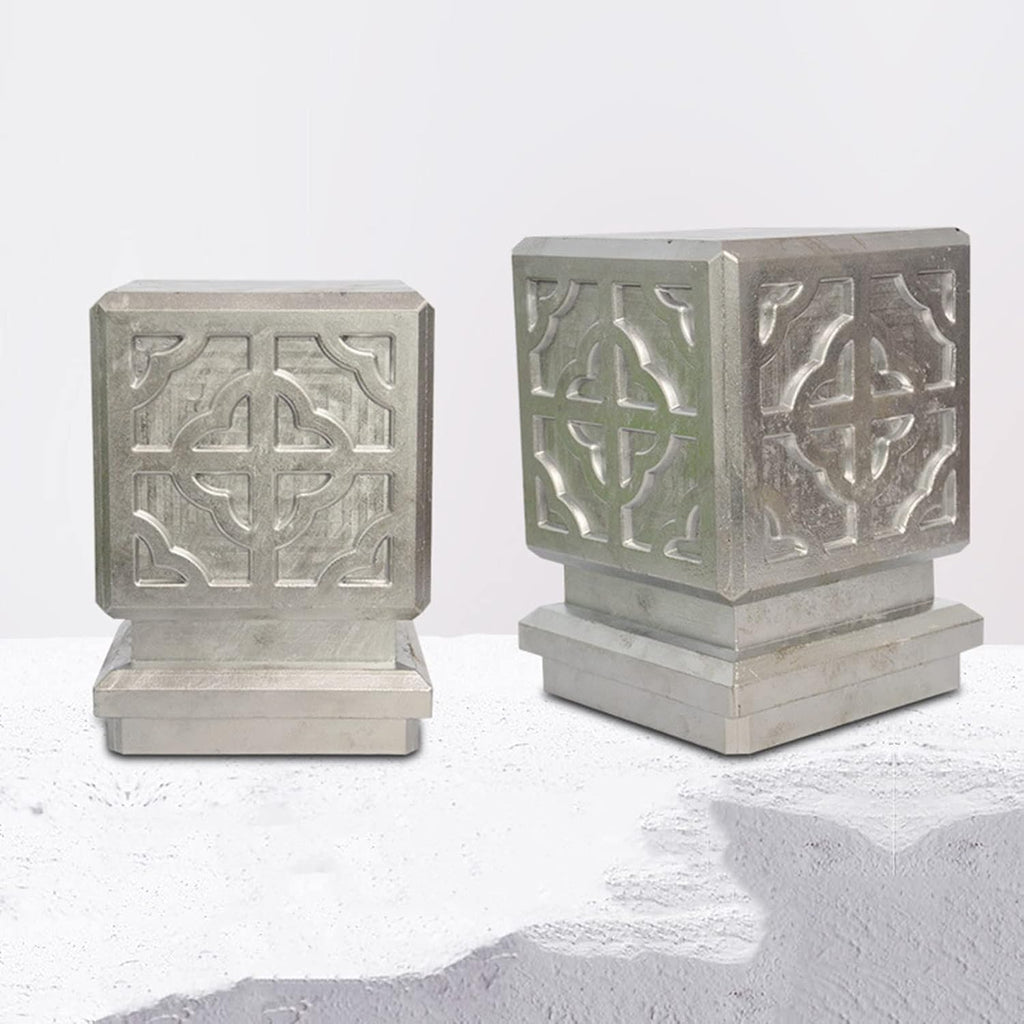 Post Cap Pressed Post Caps, 2Pcs Heavy Duty Aluminum Fence Caps Vintage Decoration for Mailbox, Deck, Dock, Piling Wooden Posts Top Cover,100x100mm