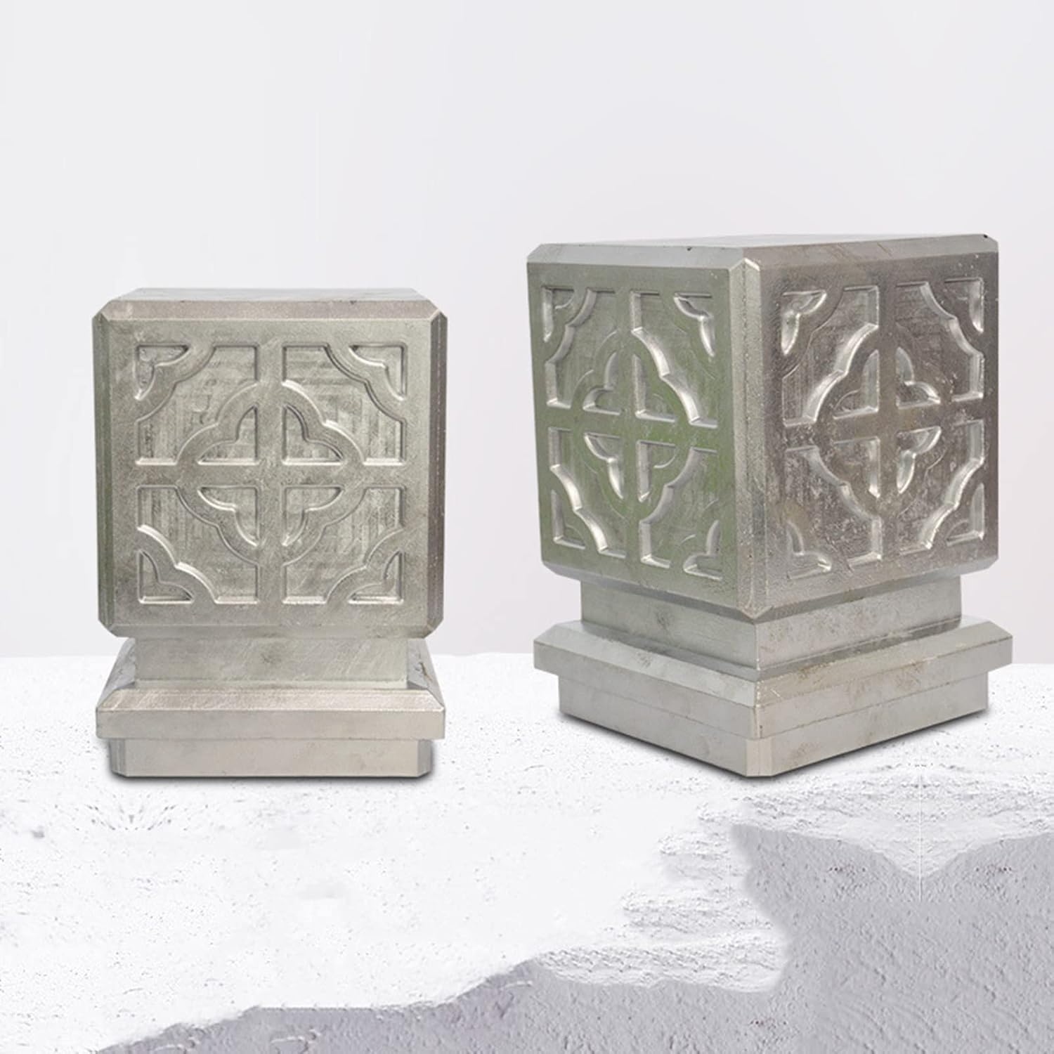 Post Cap Pressed Post Caps, 2Pcs Heavy Duty Aluminum Fence Caps Vintage Decoration for Mailbox, Deck, Dock, Piling Wooden Posts Top Cover,100x100mm