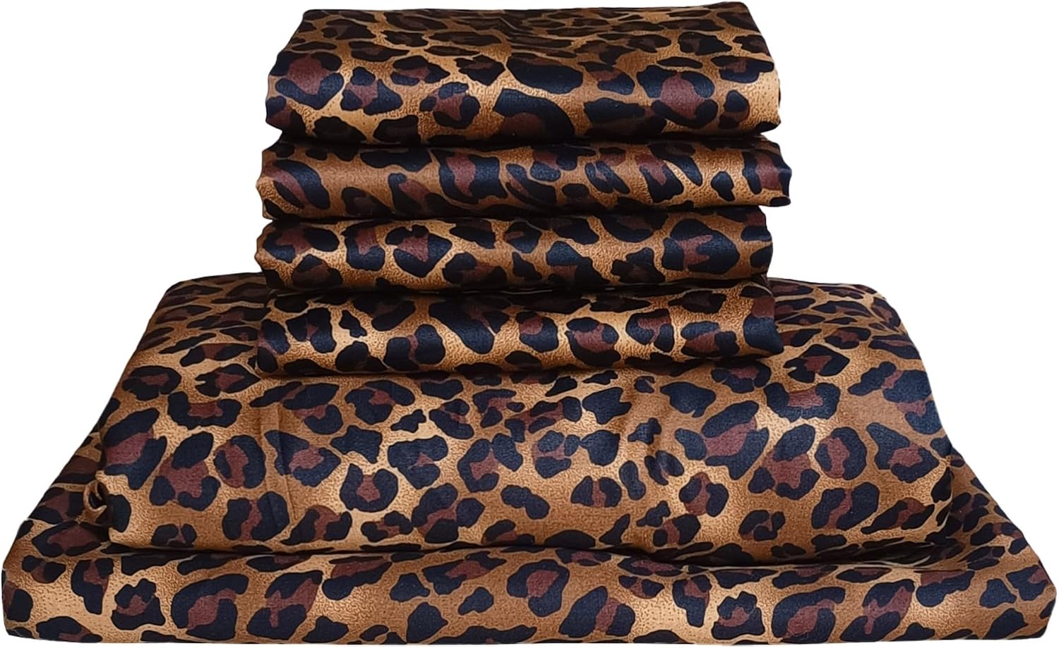 100% Egyptian Long Staple Cotton Bedsheet Set, 800 Thread Count, 6-PC Sheets Set, Leopard Print Color, Queen Size, 15 Inch Deep Pocket of Fitted Sheet, Soft Sateen Weave Breathable