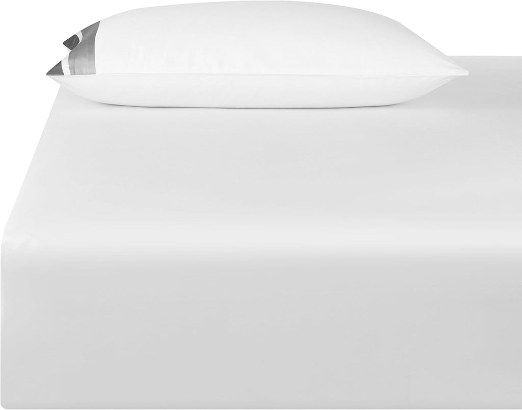 Casabolaj Shading 100% Egyptain Cotton Sateen Sheets Set,Hotel Collection Luxury Modern Style,400 Thread Count(White,Queen)