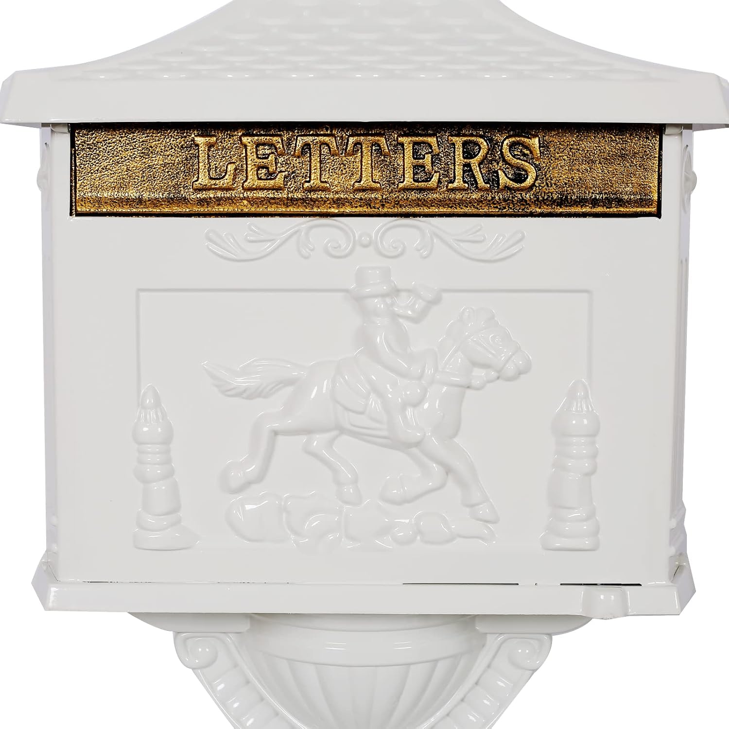 Antique Locking Mailboxes for Outside Aluminum Freestanding Mailbox with Post, Heavy Duty Mail Boxes for House with Post, White