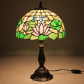 Tiffany Side Table Lamps for Living Room W/LED Bulb Lotus Flower Stained Glass Shade Bedside End Table Lamp 12X12X19Inch Desk Lamps for Home Office Classic Farmhouse Reading Table Lamps