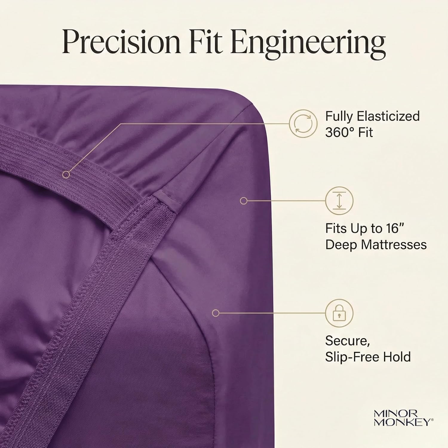 100% Egyptian Cotton Queen Size Sheets - 4 Piece Bedsheet Set Soft Breathable & Cooling Sheets for Queen Size Bed - Elasticized 16' Deep Pocket Sheet Set (Plum)