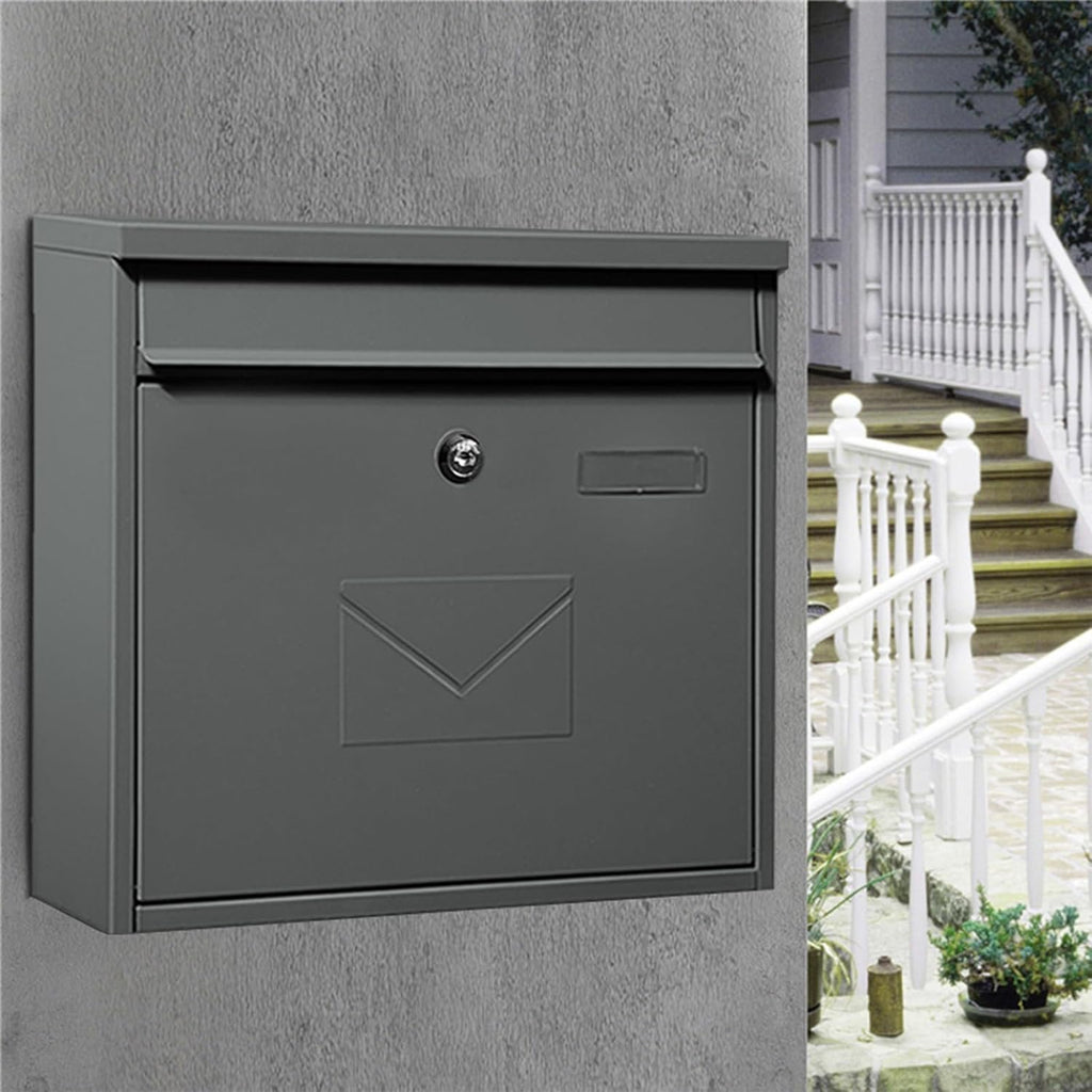 MELPHI Hanging Secure Post Box, Security Lock Drop Box, Collection Boxes, Metal Mailbox, Modern Post Box, Package Drop Box for House Home (Color : Dark Gray)