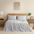 DAPU Pure Linen Sheets Set, 100% French Linen from Normandy, Breathable and Durable for Hot Sleepers, 4 Pcs Set - 1 Flat Sheet, 1 Fitted Sheet, 2 Pillowcases (Fog Gray, Queen)