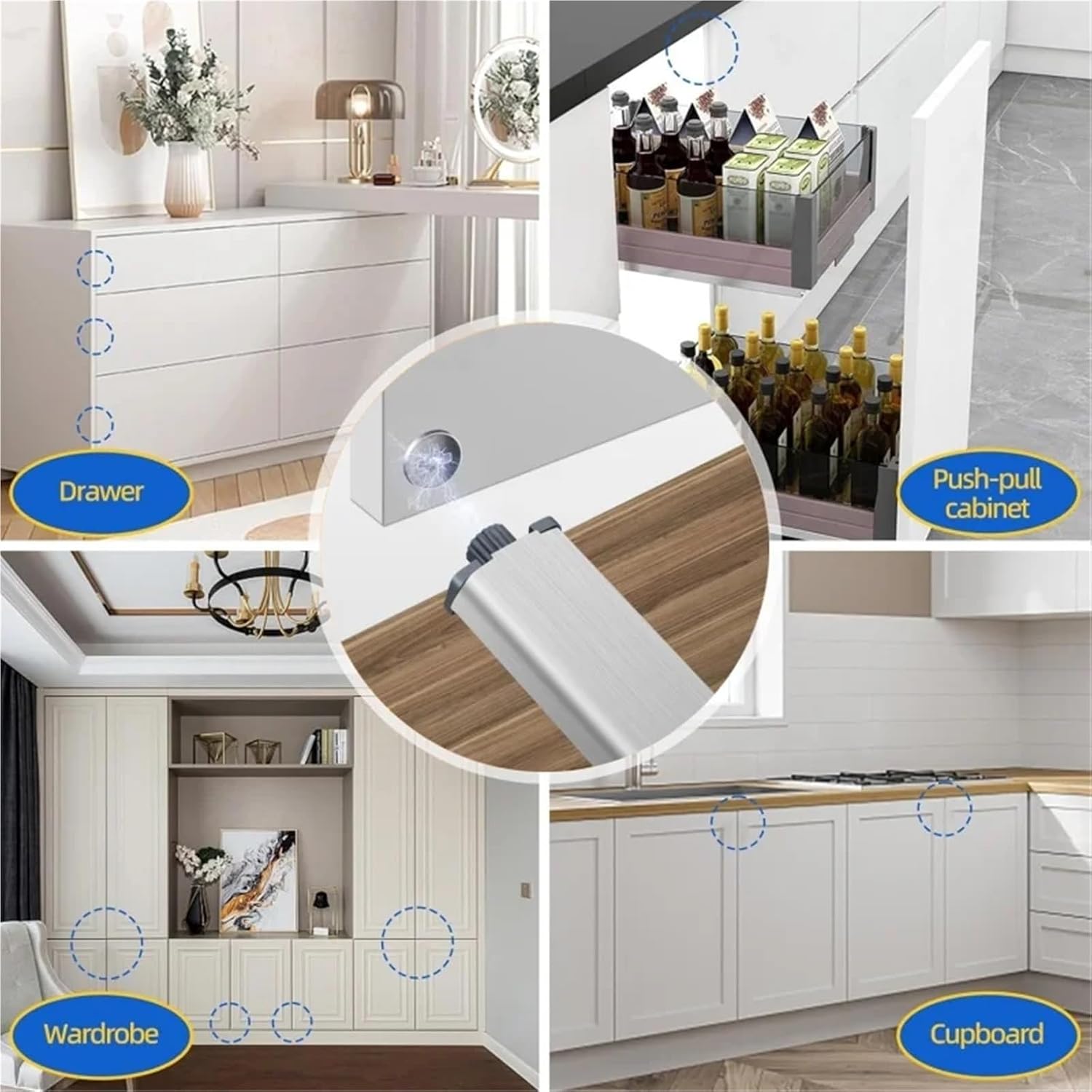 10Pcs Magnetic Push Latches for Cabinets Push to Open Cabinet Hardware Touch Damper Buffers Drawer Latch Door Stopper