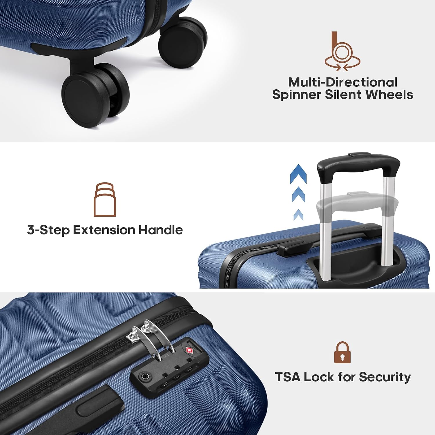 7 Piece Luggage Sets with Premium YKK Zipper, 20/24/28in PC Hardside Suitcase With Spinner Wheels, Luggage Airline Approved, Durable Suitcase Sets with TSA Locks for Travel