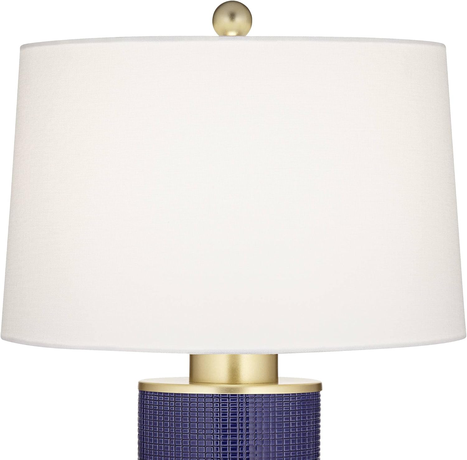 360 Lighting Gilson 24 1/2' High Modern Coastal Glam Table Lamps Set of 2 Gold Textured Blue Finish Ceramic Fabric White Shade Living Room Bedroom Bedside Nightstand House Office Home Reading