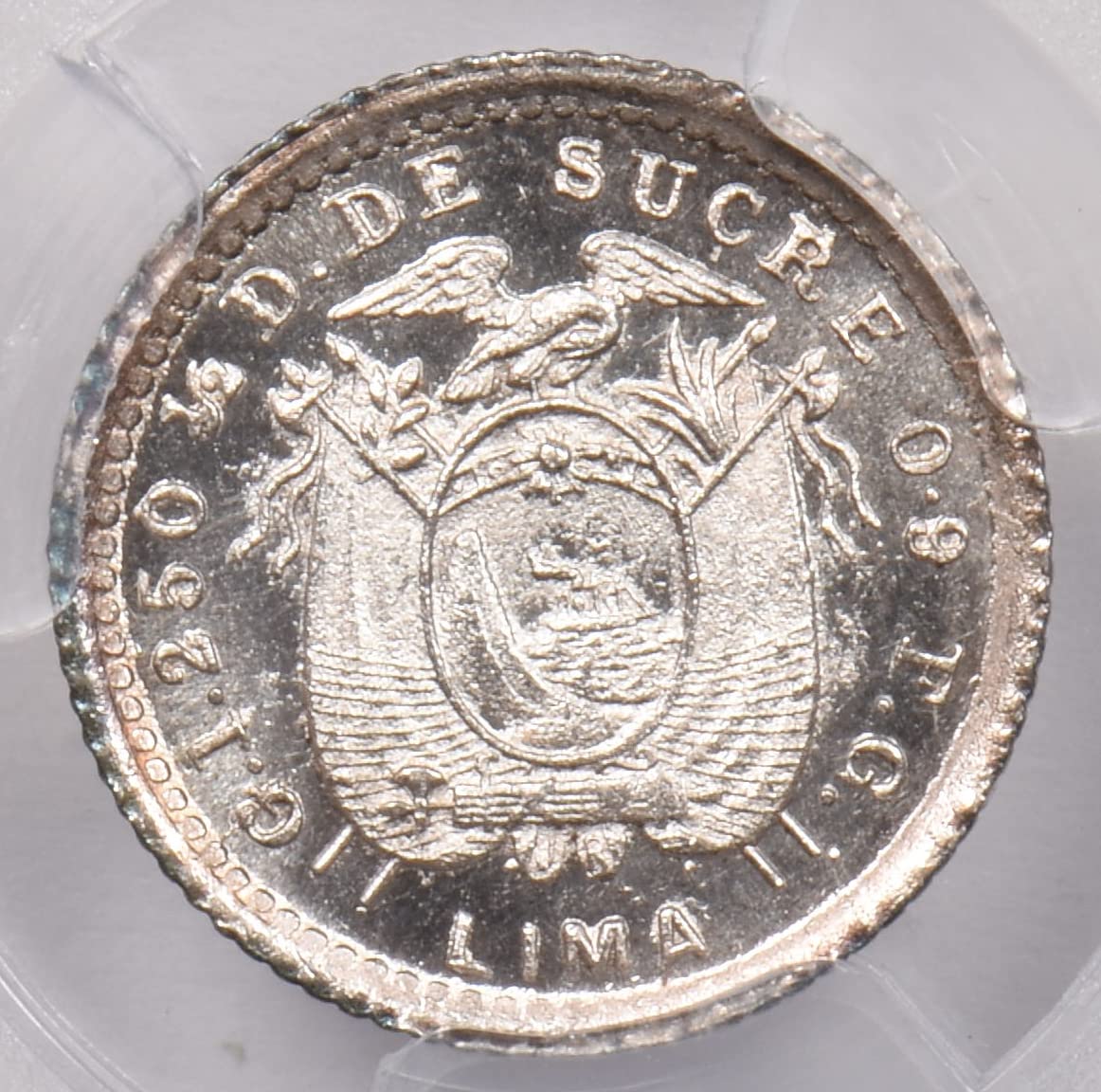 Collectible Coin Ecuador 1912 L FG 1/2 Decimo Eagle animal PCGS MS 65 rare condition Lima PC1254
