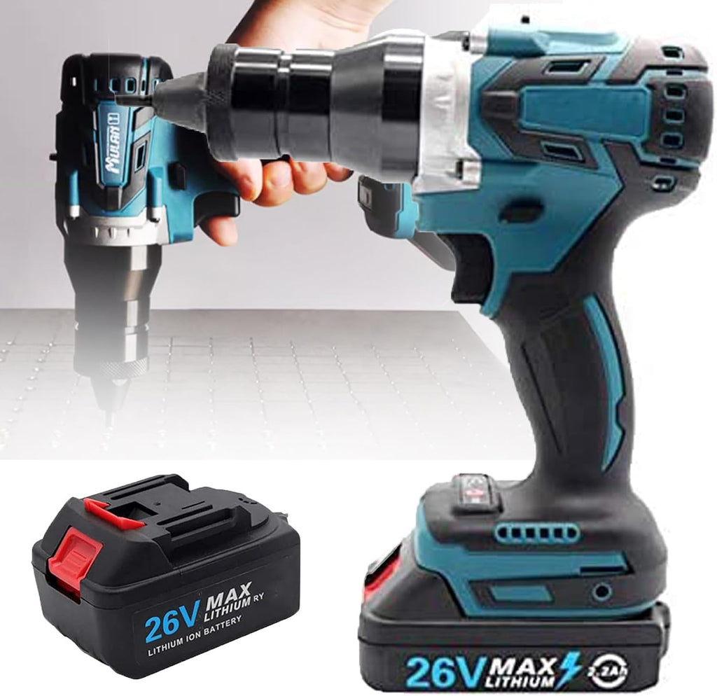 Automatic Electric Riveter Gun, Cordless Rivet Gun,Heavy Duty Electric Automatic Rivet Nut Guns, Rivet Guns Tool Kit with Battery, Charger and Carrying Case for Rivets, Rivet Nuts,2200Mah (