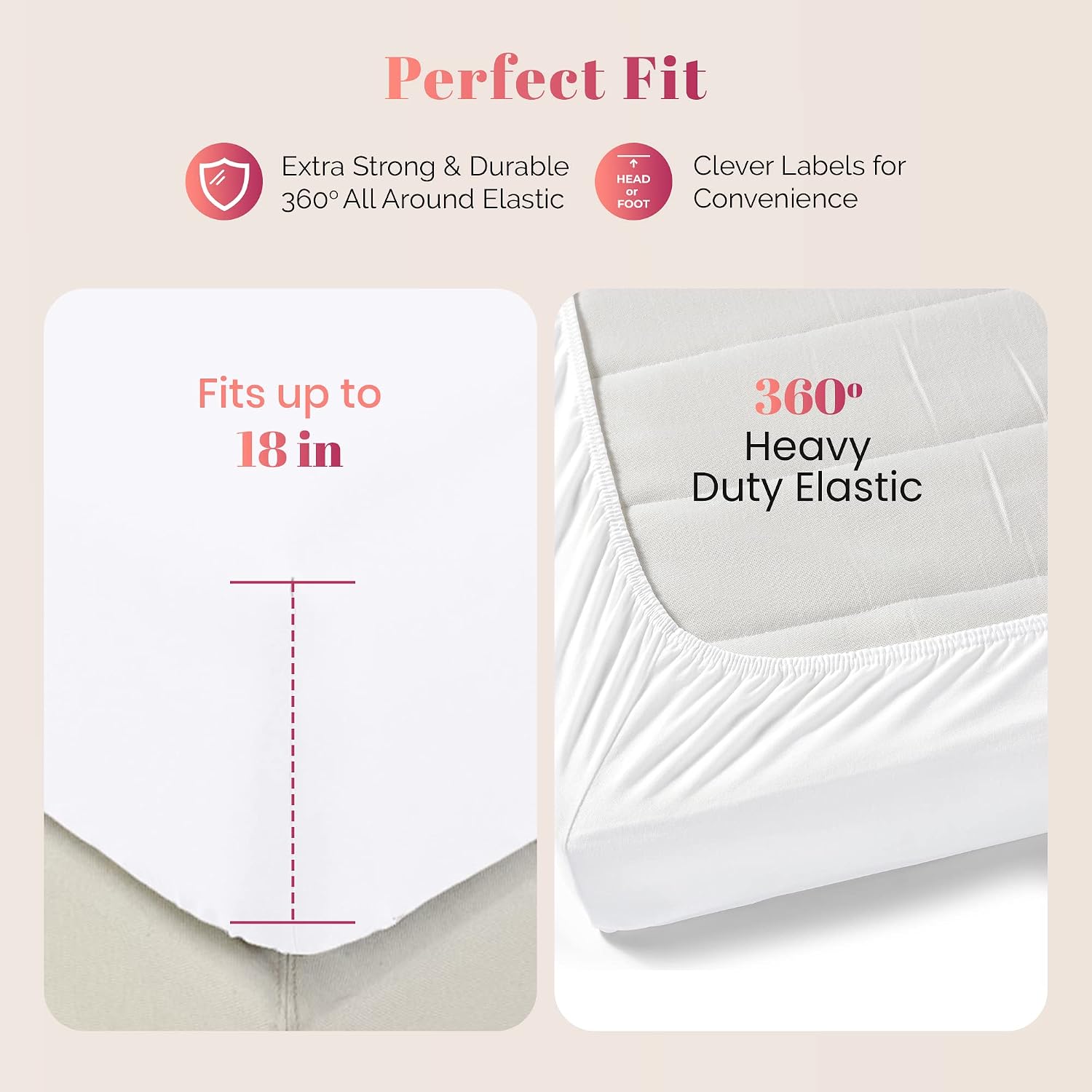 100% Egyptian Cotton Split King Sheets Sets for Adjustable Bed - Luxury 1000 Series Majestic Collection Top Split King Sheet Set (5 PC, White), 17' Deep Pocket, Cooling, Sateen Bedding