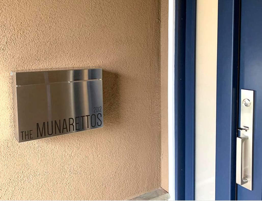 Vsons Modern Design Mailbox, Wall-Mount Mailbox Vsons Design Mitch SE (Brushed Stainless Steel with Engraved Numbers)