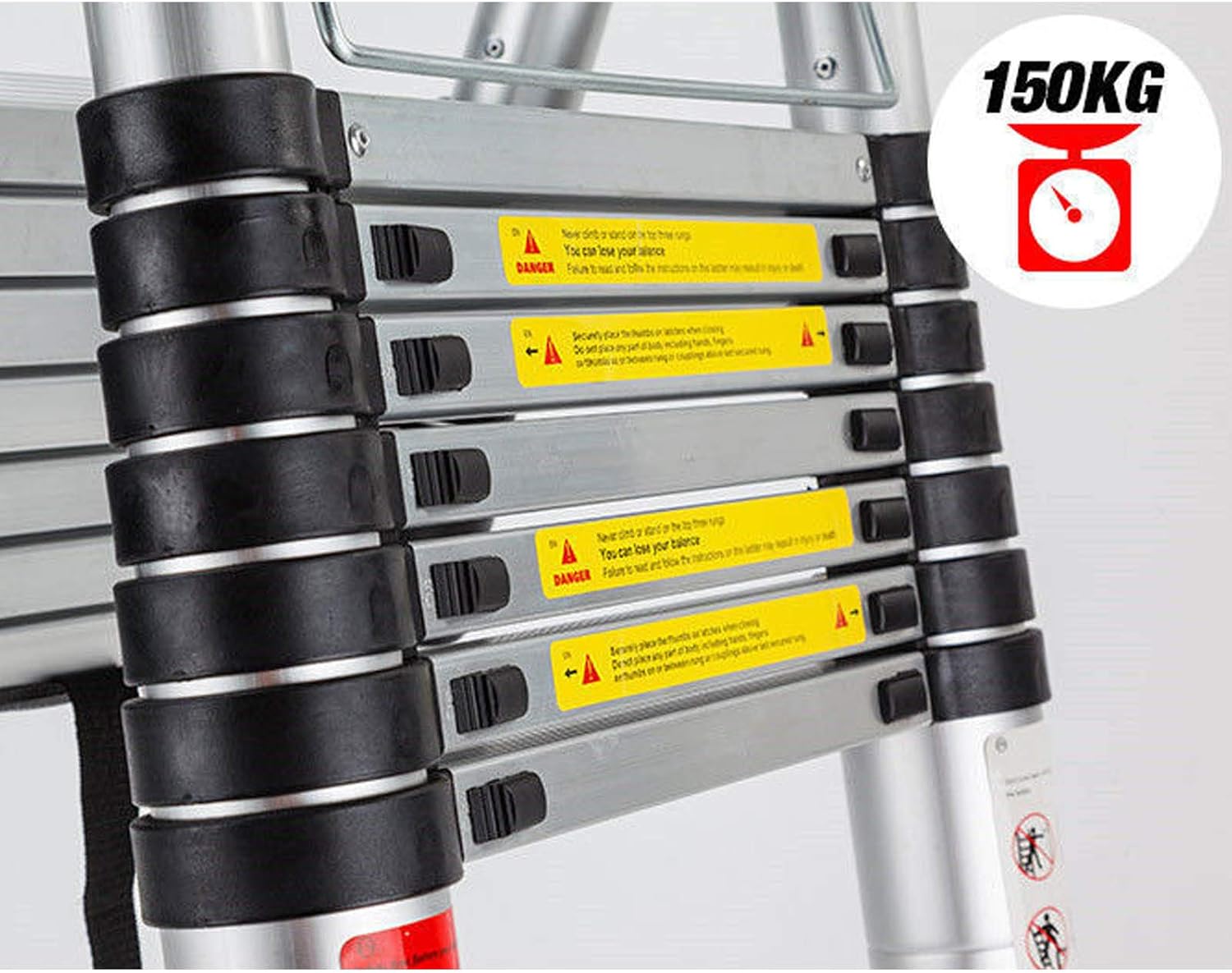 Heavy Duty Telescoping Ladder 16.5 Feet Aluminum A-Frame Folding Steps 330 Pound Load Capacity DIY Building Supplies for Home Outdoor Office