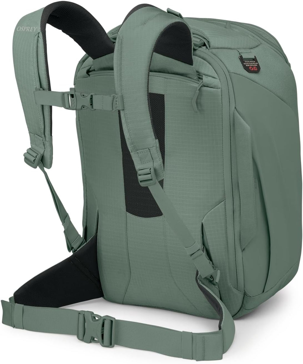 Osprey Sojourn Porter 30L Travel Backpack - Carry-On Compliant Luggage with StraightJacket Compression and Padded Laptop Sleeve - Durable Pack for International or Urban Travel, Koseret Green