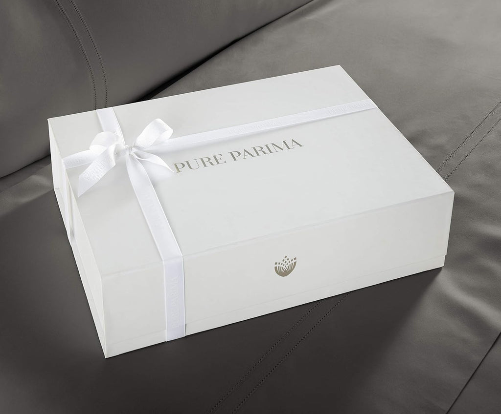 Pure Parima Yalda Duvet Cover Set – 100% Certified Egyptian Cotton, Double-Hem Stitch, Queen, Charcoal