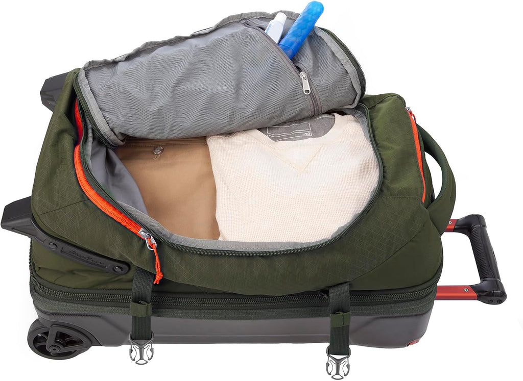 Eddie Bauer Expedition Rolling Duffel Bag with Wheels | Travel | Carry-On | Luggage | Rugged | Durable - Dark Thyme, 22'