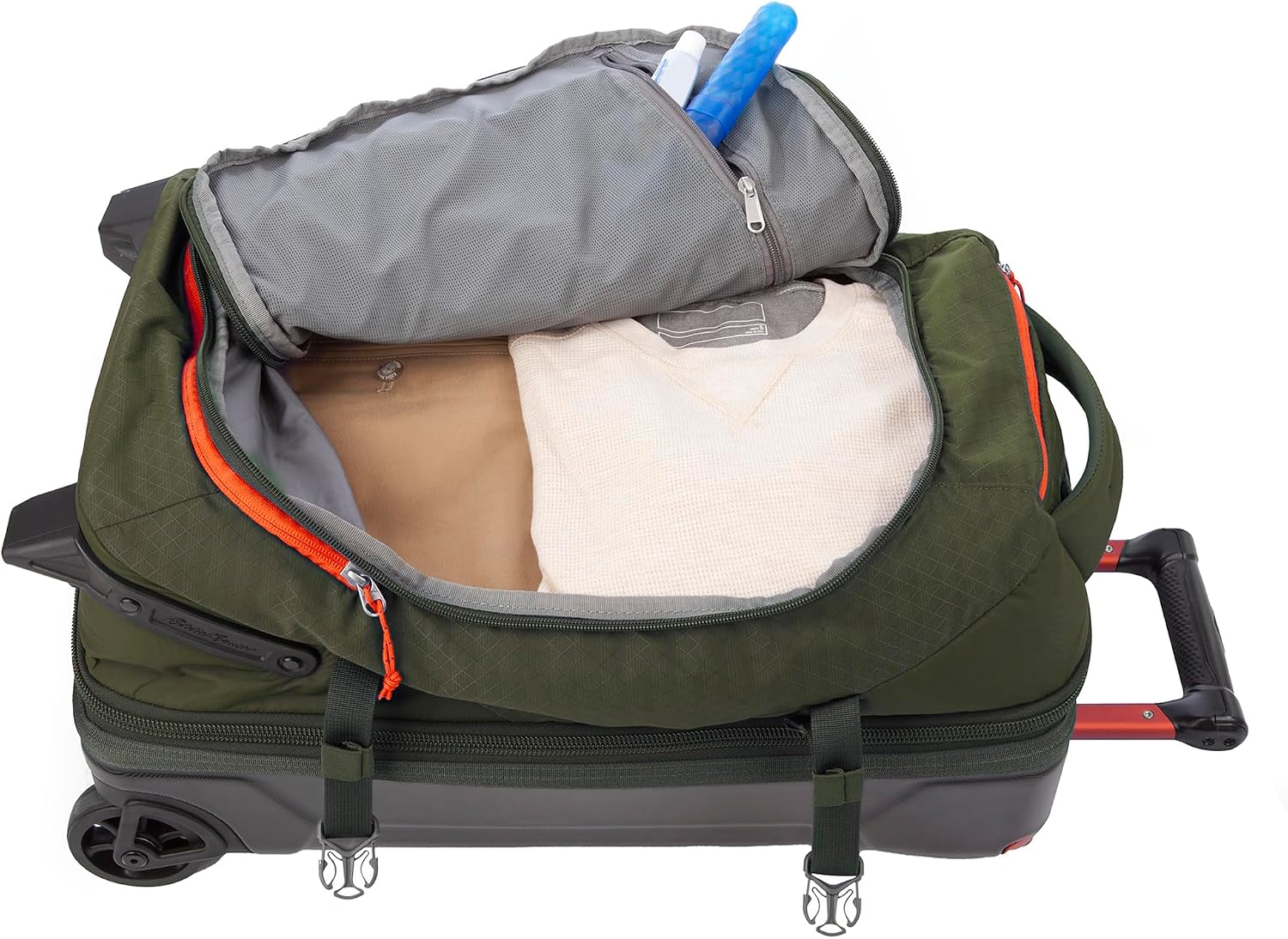 Eddie Bauer Expedition Rolling Duffel Bag with Wheels | Travel | Carry-On | Luggage | Rugged | Durable - Dark Thyme, 22'