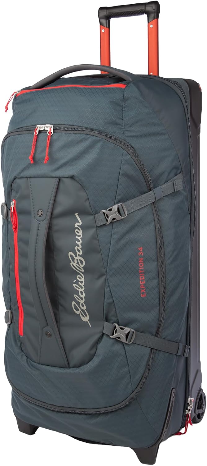 Eddie Bauer Expedition Rolling Duffel Bag with Wheels | Travel | Check-In | Luggage | Rugged | Durable - Storm, 34'