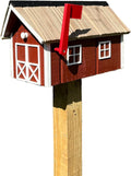Red Wooden Barn Mailbox with a Durable Vinyl Shake Roof | Amish Made | Unique Mailbox | SB201