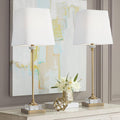 Regency Hill Julia 29 1/2' Tall Skinny Buffet Traditional Glam End Table Lamps Set of 2 Gold Clear Crystal Metal Living Room Bedroom Bedside Nightstand House Office Home Reading White Shade