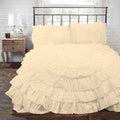 3 Piece 100% Egyptian Cotton Circle Ruffle Comforter Set, 550 GSM Filled Microfiber - Full/Queen Size, Ivory Color - 1000 Thread Count