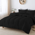 5 PC Straight Line Pattern Comforter Set Premium Super Soft 600 GSM All Season | 1000 Thread Count | 100% Egyptian Cotton ( Full/Queen Size, Black Color)