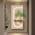 JVQONSD Sandstone Modern Wall Sculpture,3D Art Wall Decor With Led Lights,Neutral Textured Painting Decoration,Wall Hanging Art With A Vase,Plug-In Power Supply For Corridor/Home (Entrance)/Indoor