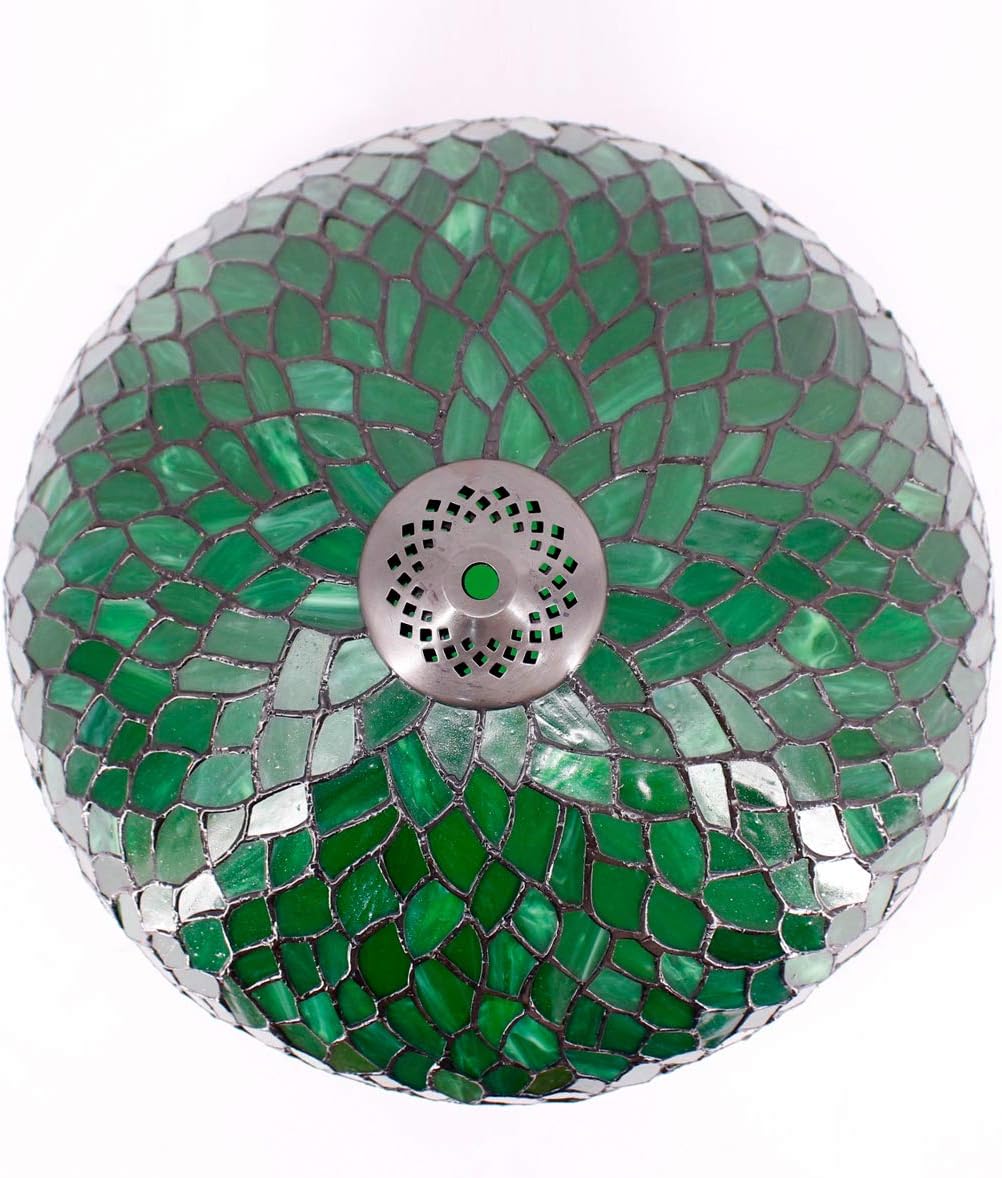 Tiffany Lamp Shade Replacement W16H7 Inch Green Stained Glass Wisteria Lampshade For Table Lamps FLoor Lamp Ceiling Fixture (3 Hooks Inside)Pendant Hanging Light S523 WERFACTORY Home Office Decoration
