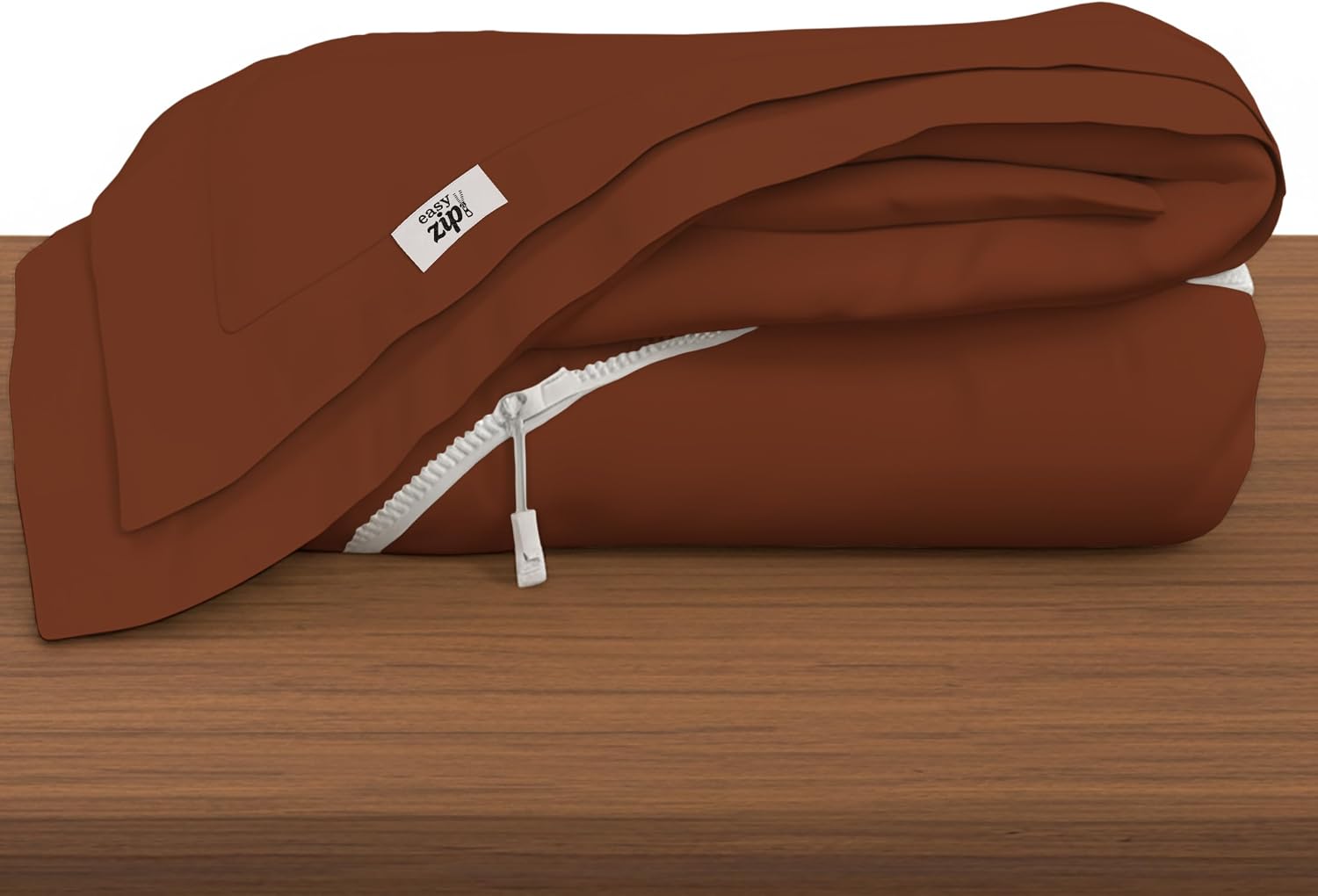 COTTON STICH 600 TC Zipper Fitted Sheet, 100% Egyptian Cotton, 18' Deep Pocket, Easy Zip Change, All-Around Secure Fit - Queen Size Bed - Chocolate