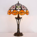 Tiffany Table Lamp 24 Inch Orange Flower Stained Glass Desk Lamp Reading Light for Bedroom Living Room Bedside Nightstand