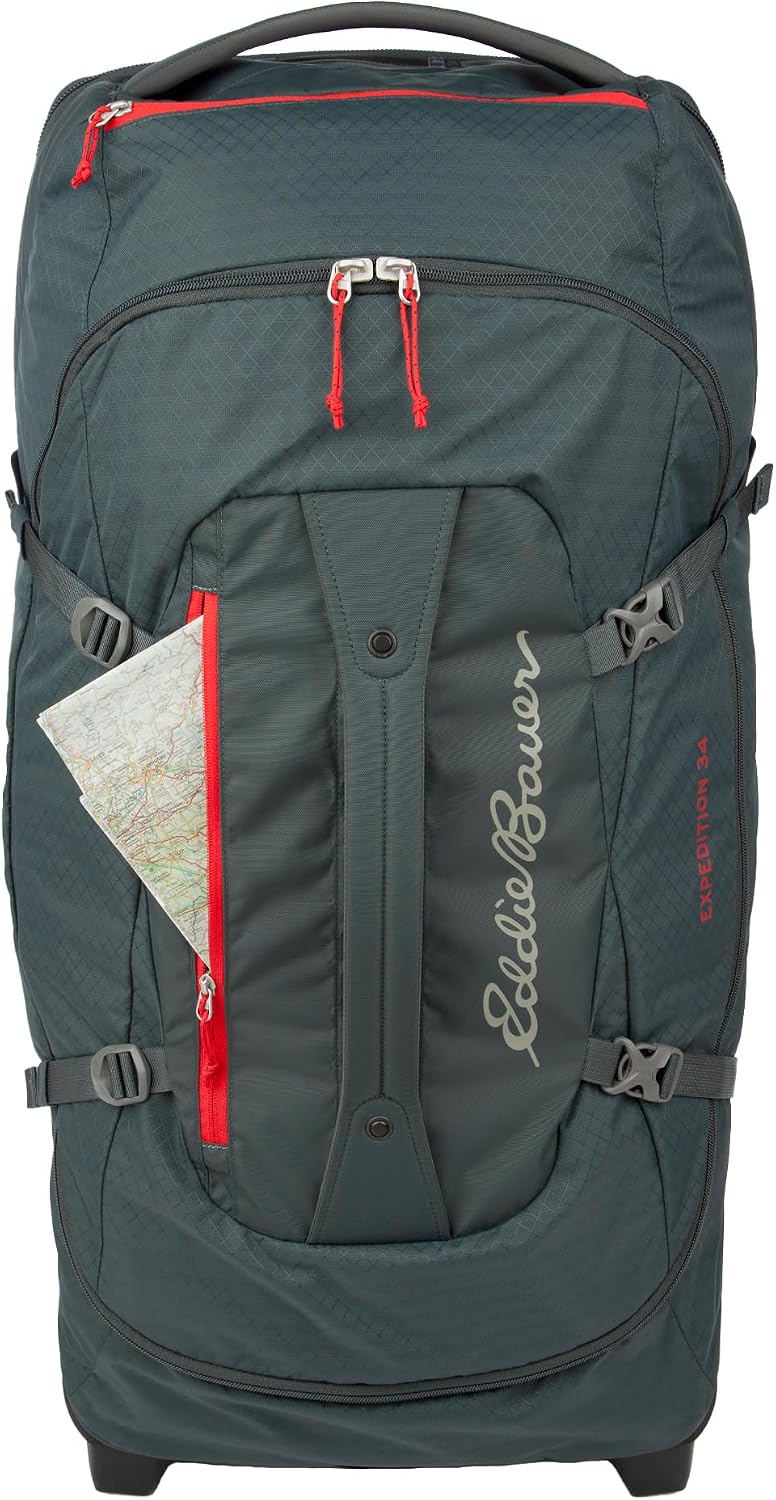 Eddie Bauer Expedition Rolling Duffel Bag with Wheels | Travel | Check-In | Luggage | Rugged | Durable - Storm, 34'