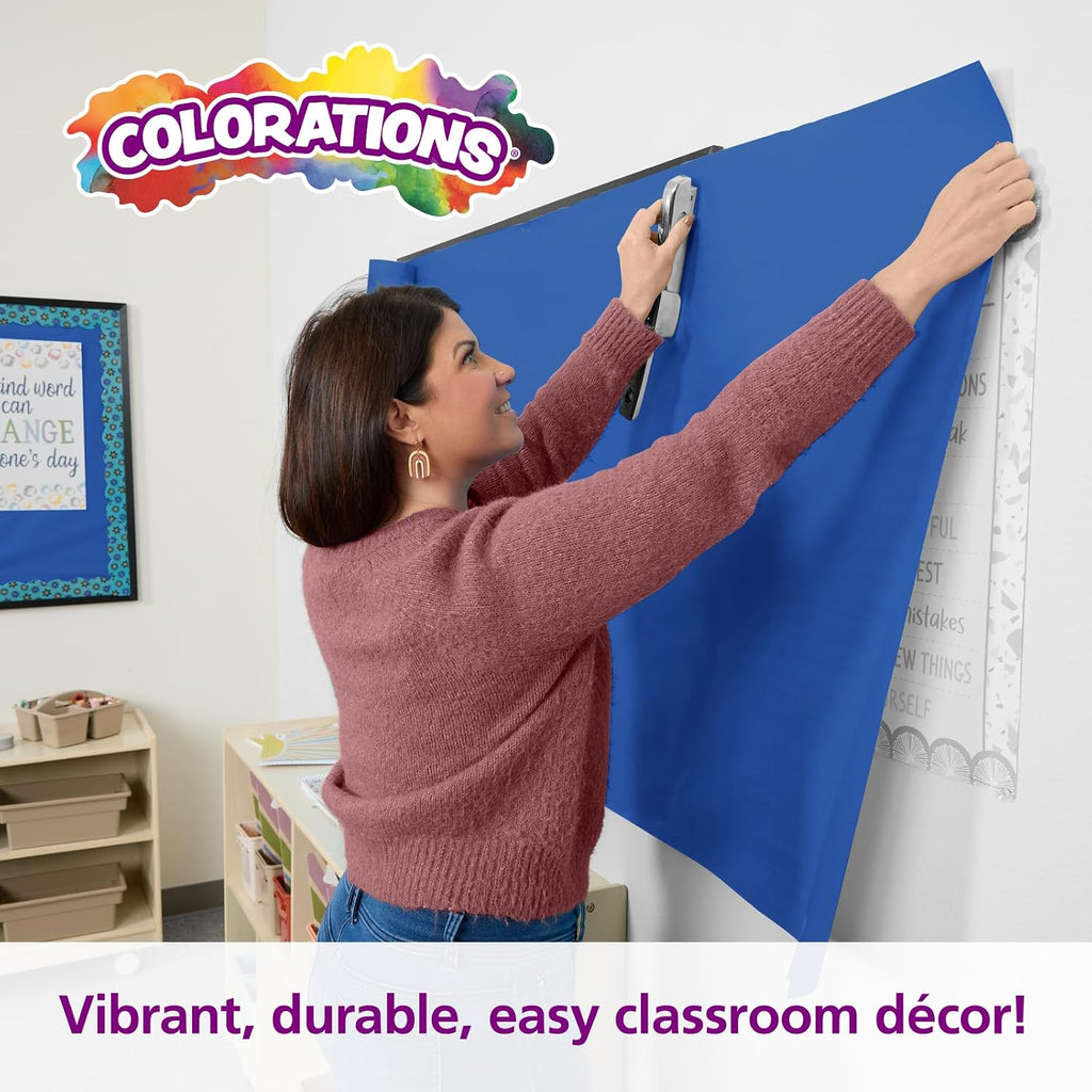 Colorations Arts and Crafts Paper Roll, Royal Blue, 36' x 1000', Textured Paper, Classroom Craft & Art Supplies, Bulletin Board, Gift Wrapping, Chalkboard Wallpaper