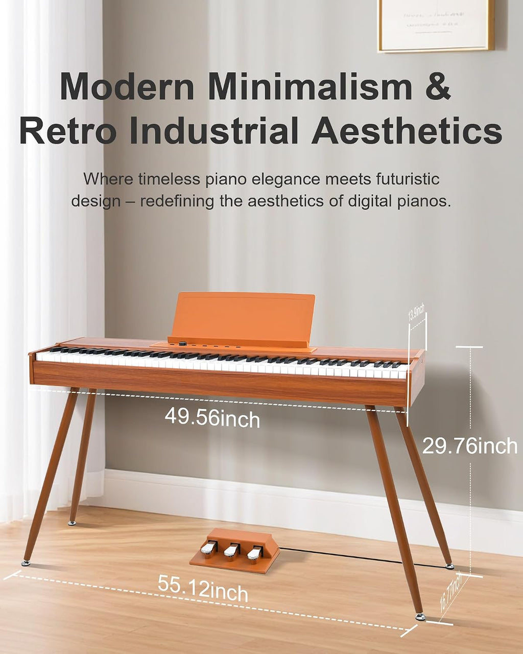 88 Key Full Weighted Electric Piano Keyboard with Stand-Professional Digital Piano, Full-Size Hammer-Action Keyboard for Beginners, with Sheet Music Stand, Pedal, USB-MIDI & Headphone Mode